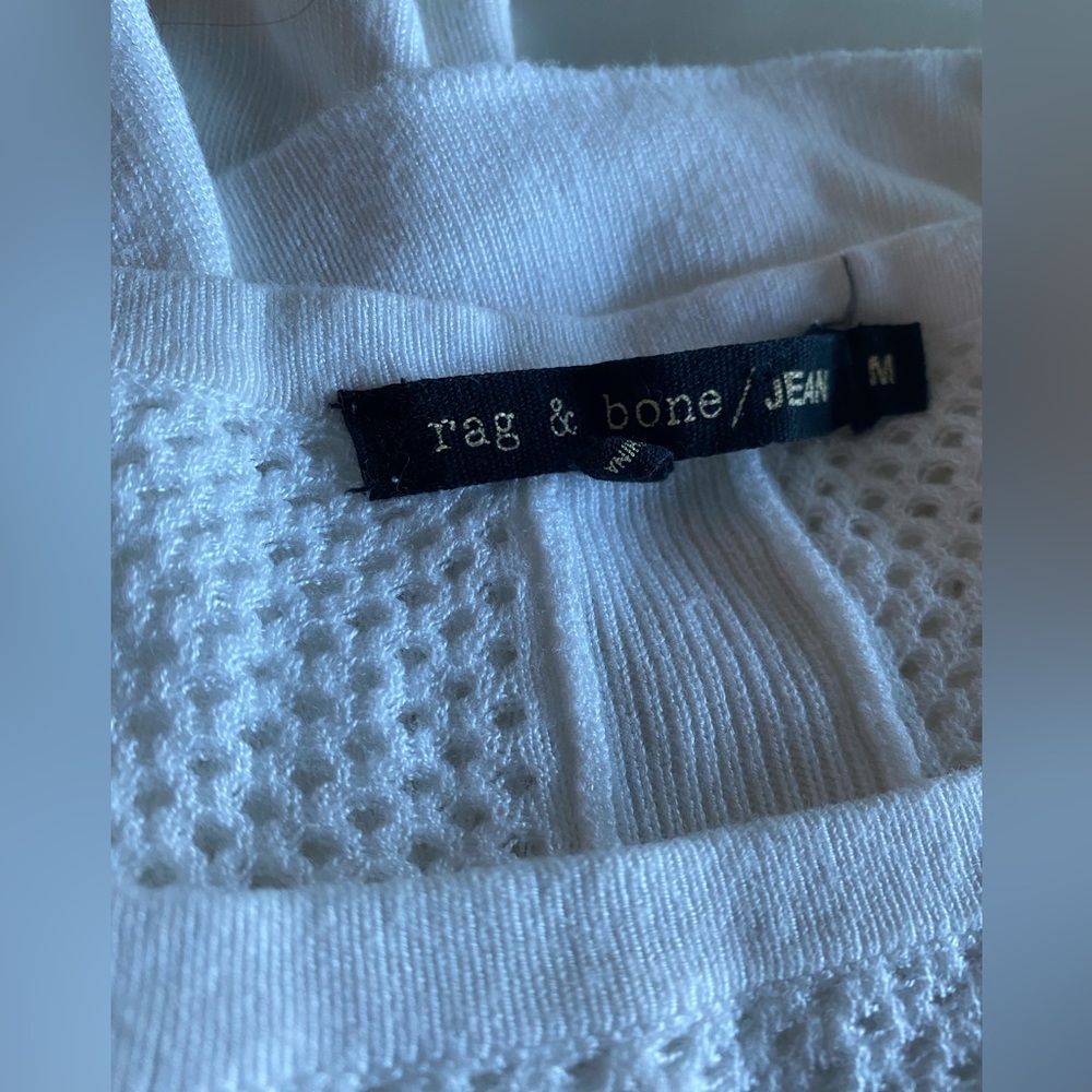 Rag & Bone Textured White Knit Top - soft cotton - size M